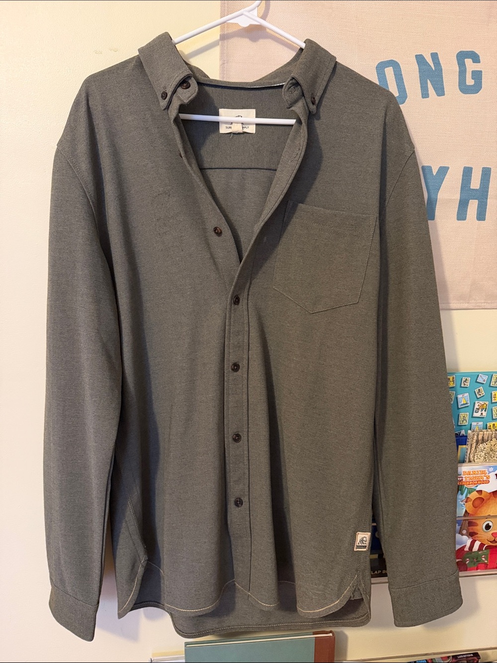 Men's Surfside Supply Olive Green Button-Down Shirt - Classic Long Sleeve
